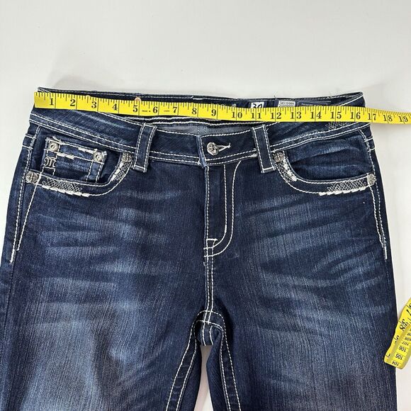 Miss Me Jeans Womens 30 Blue Easy Boot Midrise Sequin Rodeo Stretch Western - Picture 9 of 13